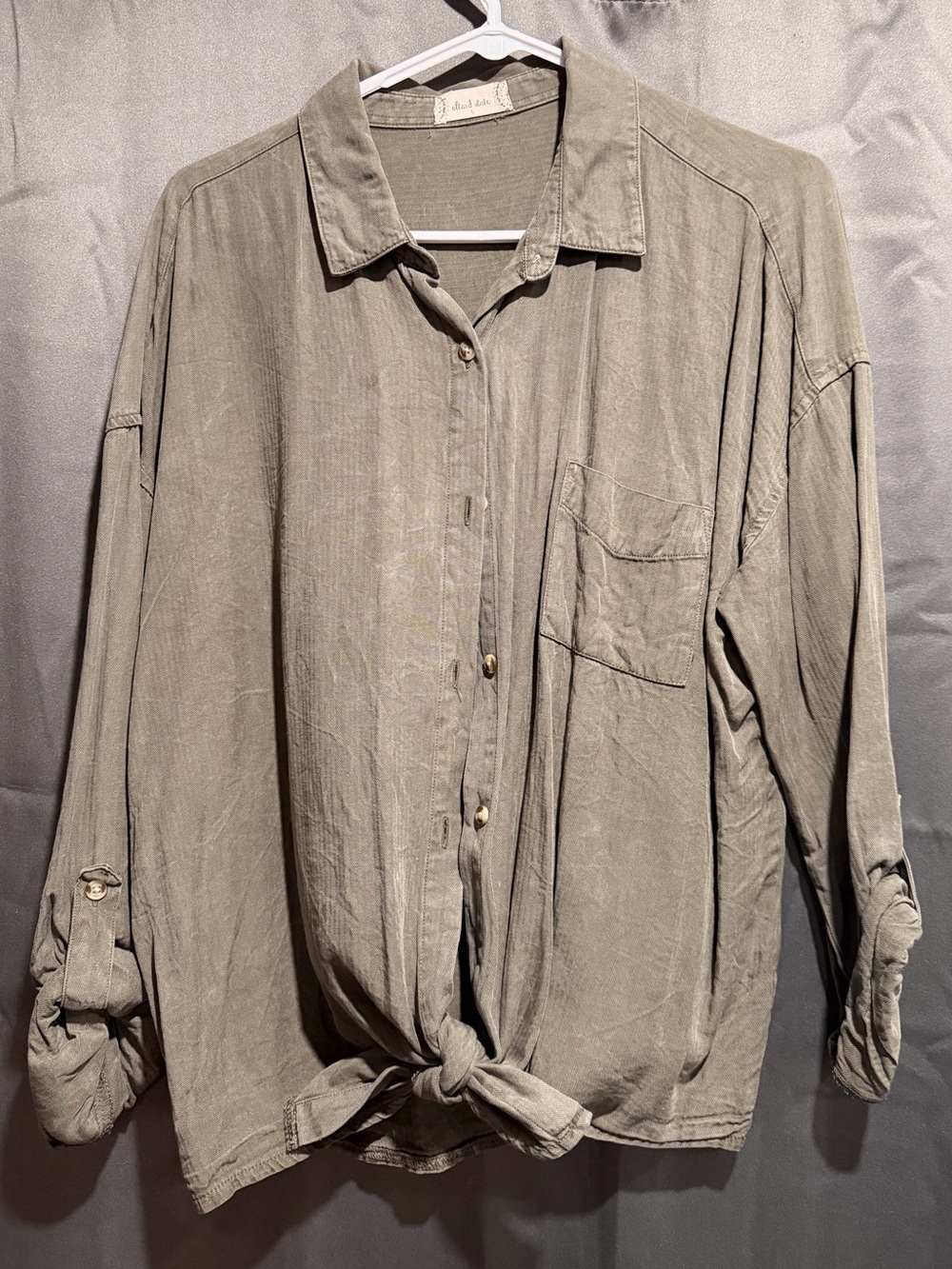Altar'd State Button-Down Shirt in Olive - Picture 1 of 4